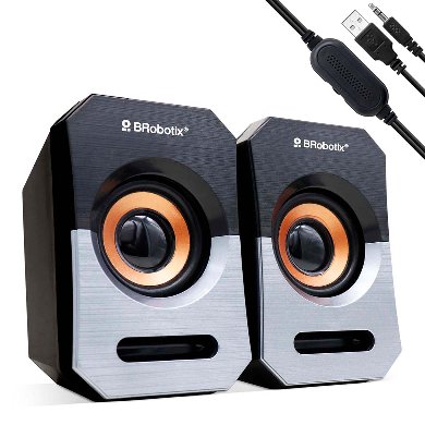 BOCINA ALAMBRICA - STEREO, USB + 3.5 MM, C/CONTROL DE VOLUMEN, ANTIDESLIZANTE, DE ESCRITORIO, P/PC/LAPTOP, NEGRO/PLATA, BROBOTIX 963913 BOCINA ALAMBRICA - STEREO, USB + 3.5 MM, C/CONTROL DE VOLUMEN, ANTIDESLIZANTE, DE ESCRITORIO, P/PC/LAPTOP, NEGRO/PLATA, BROBOTIX 963913